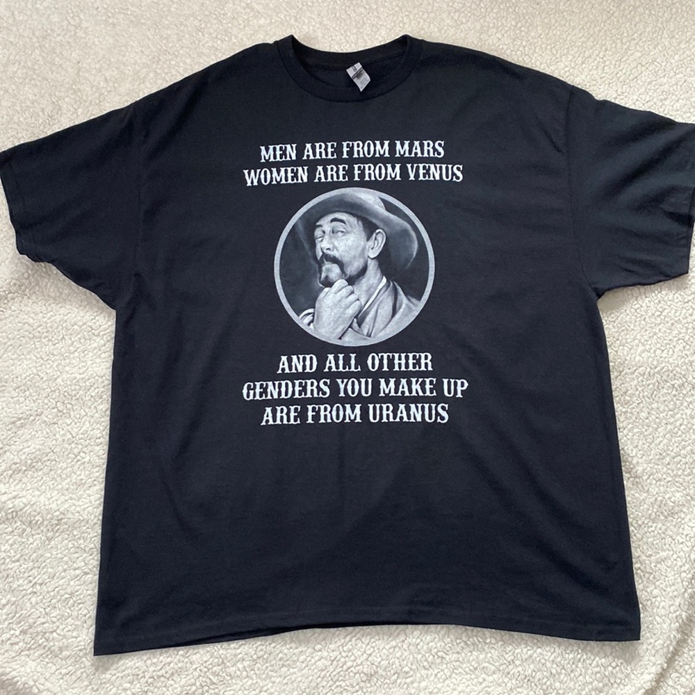 Men Are From Mars Black Tee Shirt.  Size 2XL
